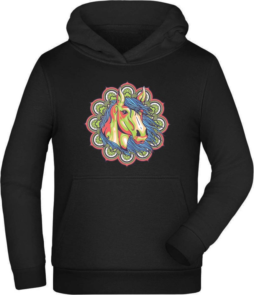 Kids Hoodie Hooded Sweater - Horse Mandala Style i149